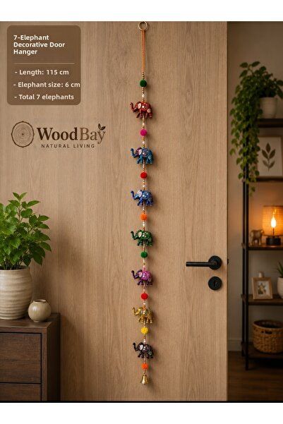 WoodBay 7 قطع من زينة الباب المزخرفة على شكل فيل، مقاس 115 سم، زينة جدارية مص...