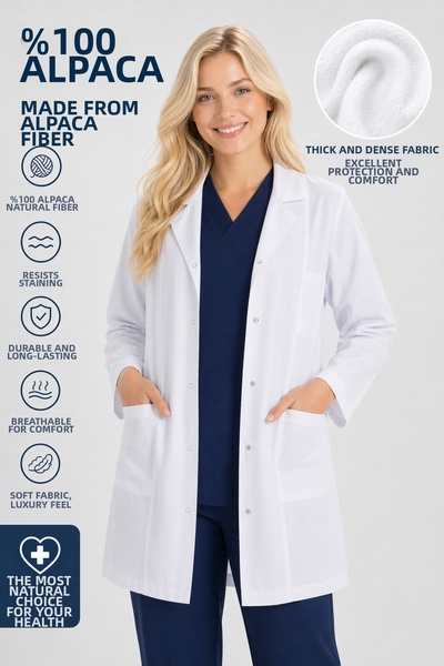 Raven Uniform Jachetă albă unisex cu mânecă lungă, cu guler Apaş, pentru asis...