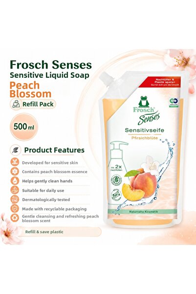 Frosch Senses Peach Blossom Sensitive Cream Soap – Natural Ingredients, Skin-...