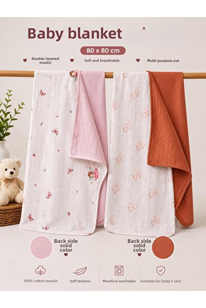 Zümra Baby Multi-Purpose Double-Sided Muslin Blanket & Blanket Set of 2 100% ...
