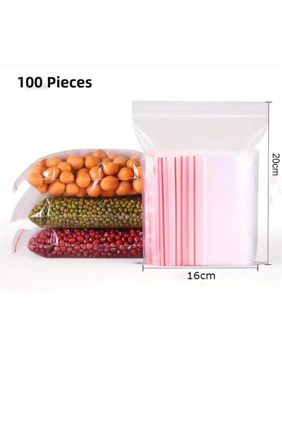 ÇELİKER 16X20Cm 100-Pack Refrigerator Ziplock Bags Freezer Treat Bags Snack I...