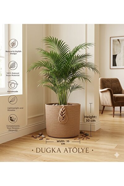 Dugka Atölye Handmade Wicker Basket / Decorative Basket / Natural Organizer B...