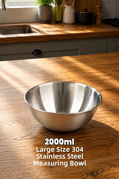 Destpak Korean Style Mixing Bowl with Scale - Professional 304 Quality Stainl...