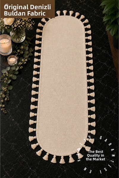 Deko Dekor 40X140 Tasseled Oval Buldan Linen Runner Choose from Three Differe...