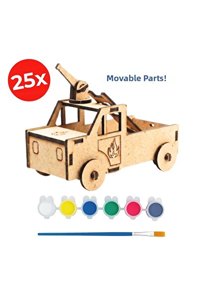 KİDOSE Wooden Fire Truck Assembly Set for Children