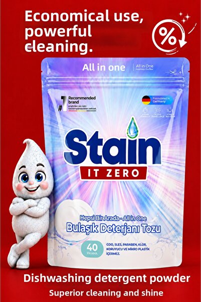 Stain İt Zero All-In-One Powder Dishwasher Detergent & Powerful Cleaning Supe...