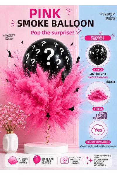 Parti Dükkanı 36 Inch (90 cm) Gender Reveal Pink Smoke Balloon – Helium Compa...