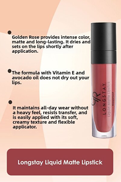 Golden Rose Long-Lasting Liquid Matte Lipstick - Longstay Liquid Matte Lipstick No: 198691190856199