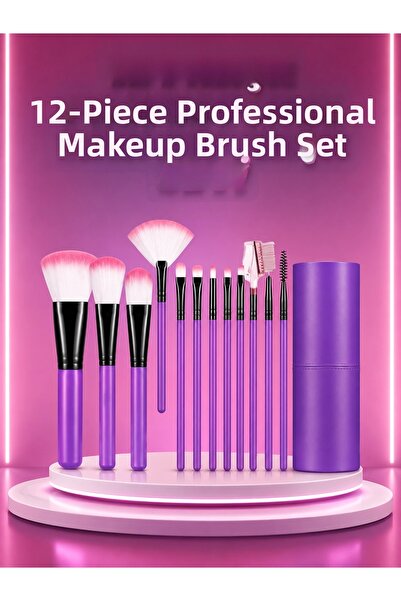 shopwave مجموعة فرش مكياج ذات رؤوس ناعمة مكونة من 12 قطعة - مجموعة فرش لمكياج...