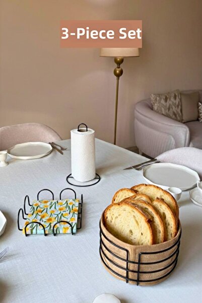Edora Home Set of 3 Black Square Napkin Holders, Vertical Paper Towel Holders...