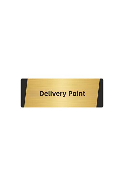 Özarslan Dizayn Delivery Point Metal Warning Sign 10X20 cm Gold Color