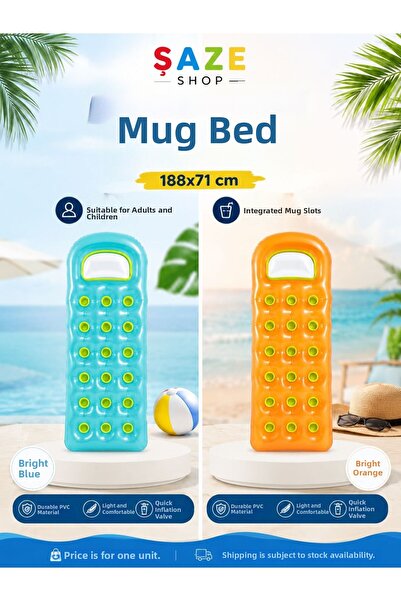 SAZE Inflatable Sea and Pool Bed with Cup Holder 188X71 cm |   Suitable for A...