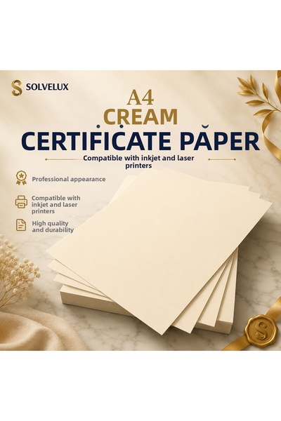 SOLVELUX ورق شهادات كريمي A4 سميك مناسب لجميع الطابعات مع خرطوشة حبر 25 قطعة ...