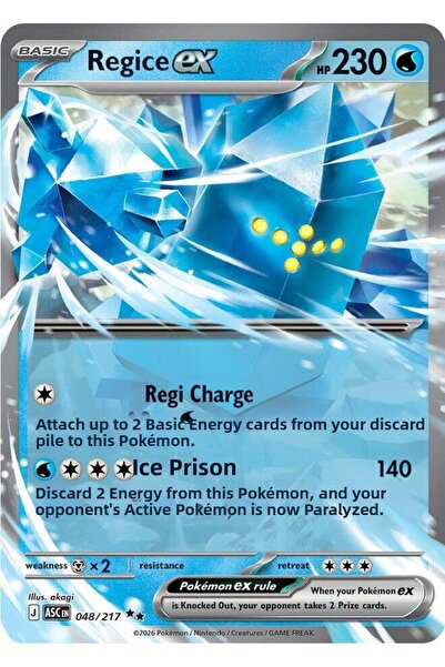 Pokemon TCG Regice Ex # 48 Pokemon Ascended Heroes Original Card