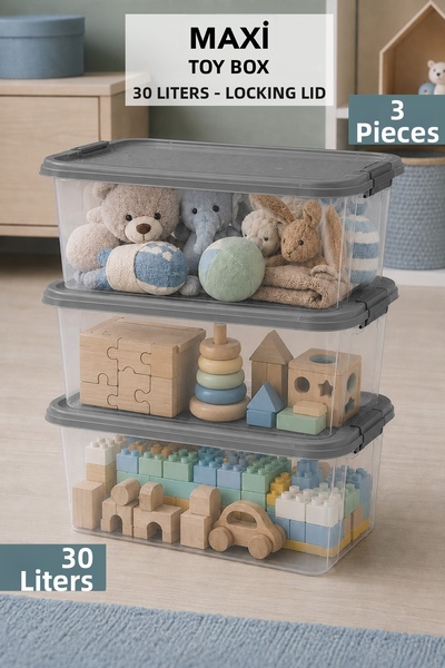 Meleni Baby 3-Piece Toy Storage Box - Baby Room Item Storage Kids Organizer w...