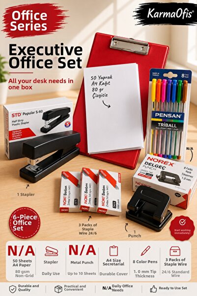 KarmaOfis Office Series Executive Office Set |   Red A4 Secretary's Set, 50 S...