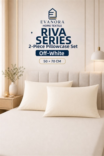 evonora Evanora Home Textile Riva Series Ecru Set of 2 Pillowcases 50 X 70 cm