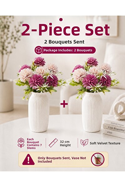MD Aspiz Flowers 2 باقة من الزهور الاصطناعية، 7 باقات فاخرة من زهور الأقحوان ...