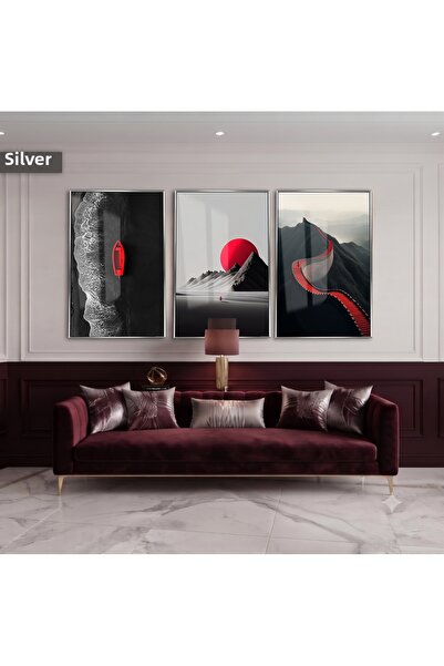 Harika bir ev Modern Bird's Eye View Landscape Concept with Burgundy Highligh...