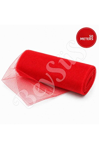 BeySüS Ornamental Tulle Red Crystal Tulle 50 m