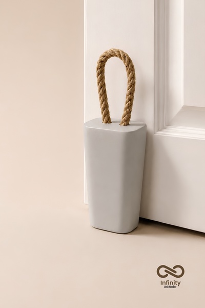 Infinity Art Studio Mineral Concrete Door Stopper with Rope Handle Decorative...