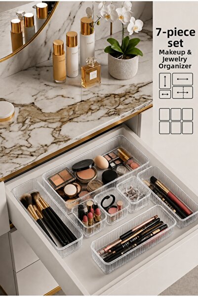 VİGENTİNO 7-Piece Modular Makeup Set - Makeup Organizer for Inside the Drawer