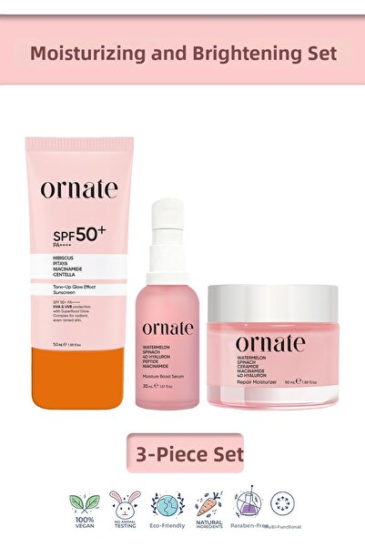 ORNATE Peptide Serum, Moisturizing and Tone-Equalizing Skin Care Set