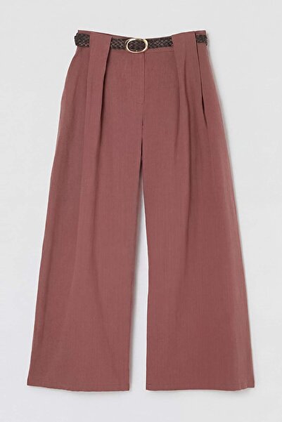 Drop by TrendyolMilla Pletene pamučne pantalone sa pojasom, udobnog kroja TDR...
