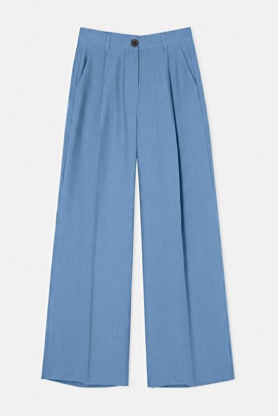 Trendyol Collection Pantaloni largi plisați, albaștri, cu drapaj TWOSS26PL00231