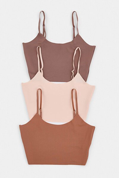 Trendyol Collection Brown-Multicolor 3-Piece Micro Undershirt Thmaw27Al00002