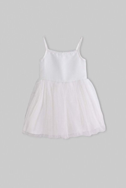 TRENDYOLKIDS White Maxi Plain Woven Dress Tkdss26El00059
