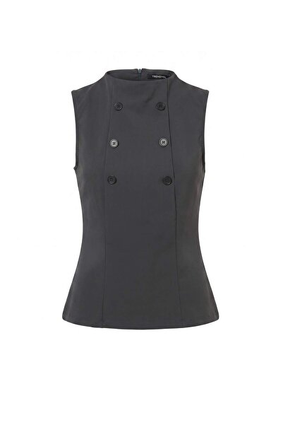 Trendyol Collection Anthracite Plain Fitted/Body-Fitting High-Neck Sleeveless...