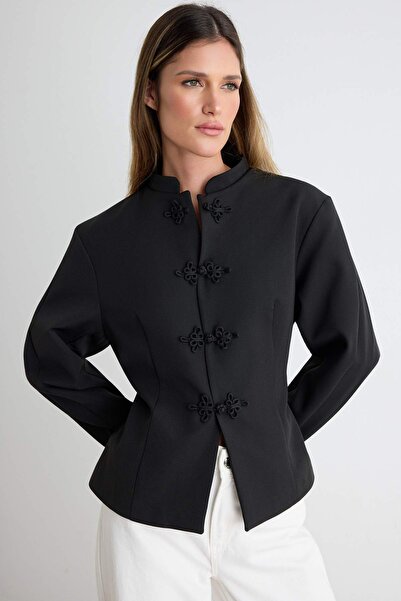 Trendyol Collection سترة بليزر سوداء TWOAW27BC00020