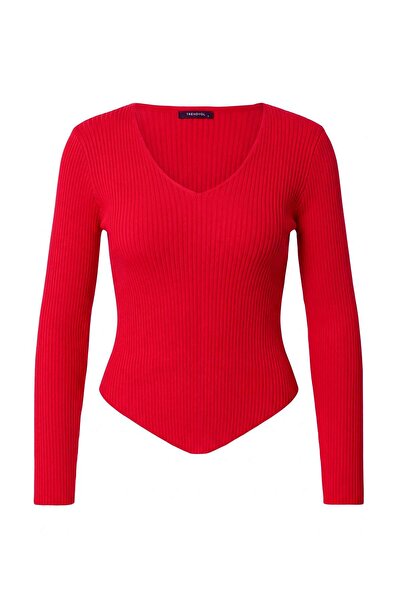 Trendyol Collection Red 2-Piece Knitwear Sweater with Removable Cape Twoaw27K...