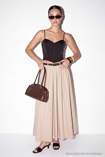 Drop by TrendyolMilla Stone Belted Comfortable Fit Long Skirt Tdrss26Et00090