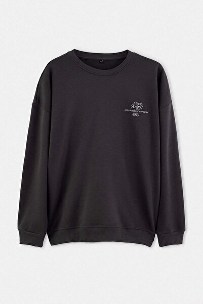 Trendyol Collection Plus Size Anthracite Oversize/Wide Fit Printed Sweatshirt...