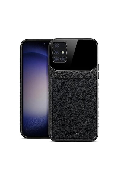 Zebana Samsung Galaxy A51 Uyumlu Kılıf Lens Deri Kılıf Siyah