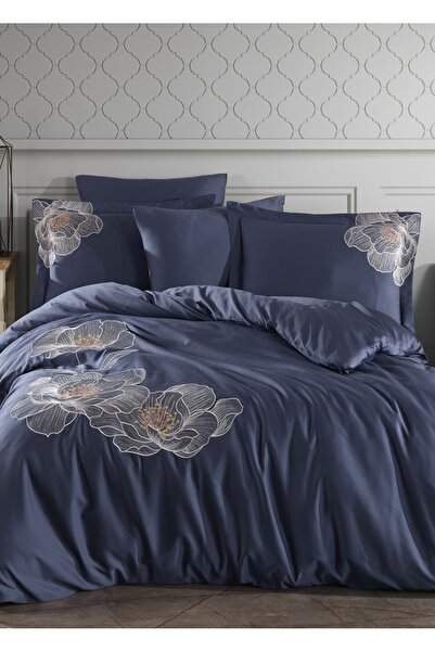 Dantela Σετ Παπλωματοθήκης με Κέντημα Calista σε Ναυτικό Μπλε