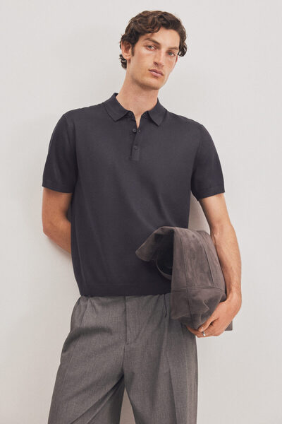 H&M İnce Triko Polo Tişört Regular Fit