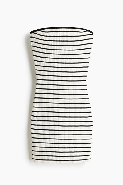 H&M Lastik Örgülü Bandeau Elbise