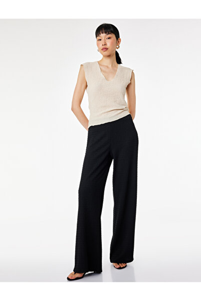 Koton Bürümcük Fabric Straight Wide-Leg Trousers