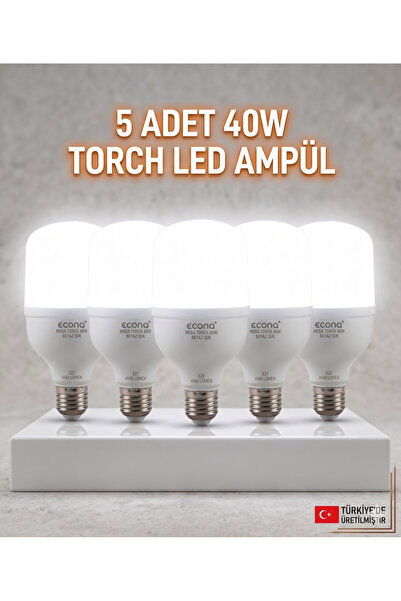 ECONA 5’li Avantaj Seti 40W Mega Torch Led Ampul - Yüksek Lümen Ultra Parlak ...