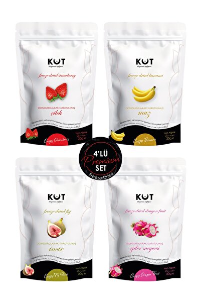 KUT dünyanın sağlığına 4’lü Freeze Dried Meyve Seti (Çilek, Muz, Beyaz Ejder,...