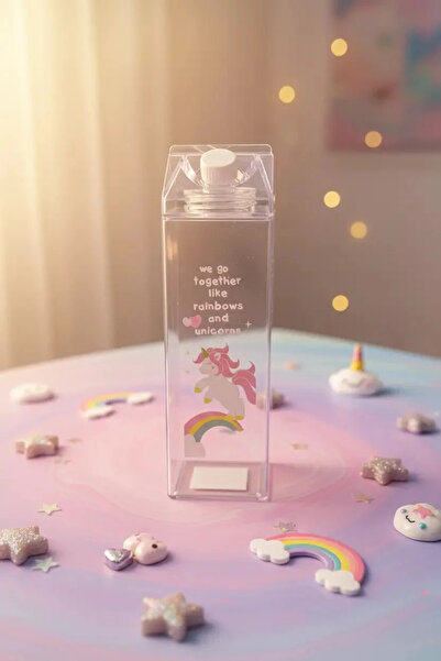 Miniso Mystyle Unicorn Desenli Mika Süt Şişesi – Sızdırmaz Kapaklı Geniş Haci...
