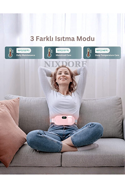 Unichrome Isıtmalı Şarjlı Masaj Kemeri – Regl Kemeri – Kramp – Bel ve Karın Masaj Aleti, Hafif Titreşimli