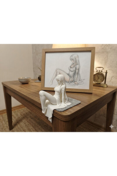 ALPİN Modern Minimalist Oturan Kadın Heykel Biblo – PLA Organik Malzeme