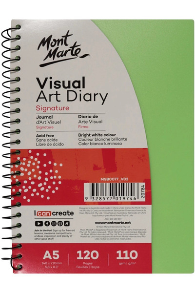 Mont Marte Jurnal de artă PP Copertă colorată Signature A5 120 pagini 110gr