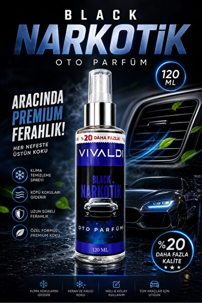 Vivaldi Black Narkotik Oto Kokusu 120 ml – Uzun Süre Kalıcı Premium Araç Parfümü