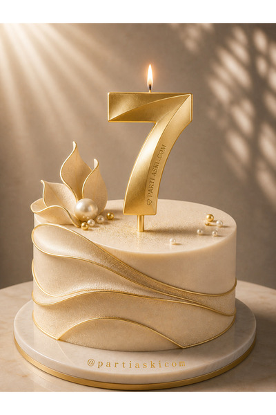 PARTİ AŞKI 7 Yaş Gold Renk Rakam Mum Doğum Günü Pasta Mumu