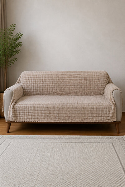 Hig Store Tavşan Tüyü Kare Dokulu Kaymaz Koltuk/Çekyat Örtüsü 170x210 cm